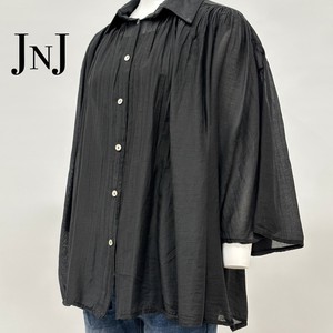 Button Shirt/Blouse Gathered Shirt Cotton S/S Made in Italy