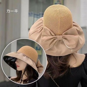 帽子 5色 つば広 レディースハット リボン アウトドア 紫外線カット ハット