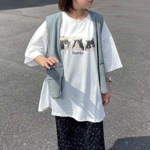 T-shirt Tunic Big Tee Cat Printed Short Sleeve [2025 NEW]