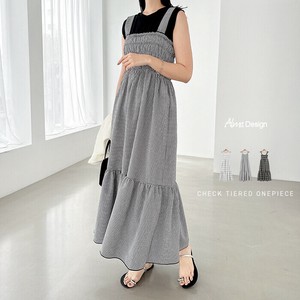 Casual Dress Check Pattern Camisole Dress Tiered