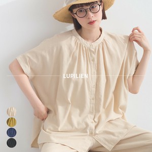 衬衫 新商品 2025年 亚麻混纺 宽松衬衫 褶边/木耳边 竖纹 春夏