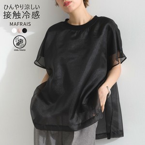 接触冷感 21/TC天竺 シャイニー ソフトオーガンジー レイヤード プルオーバー 半袖【2025春夏新作】
