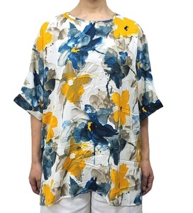 T-shirt Flower Navy Floral Pattern Short-Sleeved Blouse