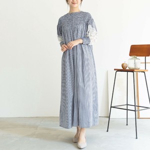Casual Dress Check Pattern Lace Sleeve