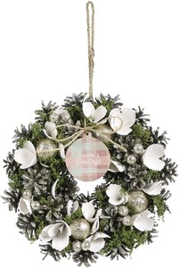 【2025 予約】 クリスマス リース ホワイト 23? インテリア かわいい ナチュラル 箱入 ギフト プレゼント