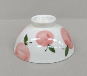 flower(ピンク）　軽飯碗　【日本製 軽量 磁器 花柄 可愛い】