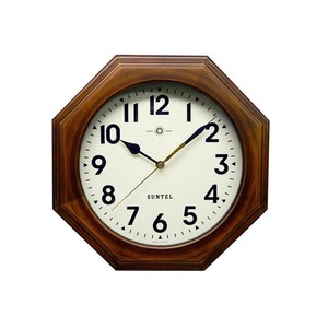 さんてる クォーツ 日本製 天然木レトロ8角掛け時計(アラビア文字)アンティークブラウン QL712_A