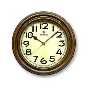 さんてる SKP電波 日本製 TRDE-MARK レトロ電波時計スタンド付 アンティークブラウン DQL668