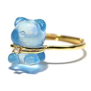Silver-Based Aquamarine/Coral Ring Rings