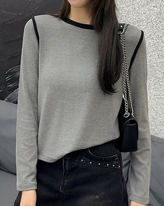 ラインデザインシンプル長袖Tシャツ レディース 長袖 トップス カットソー