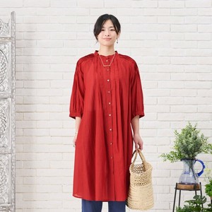 【お買得品】スシボイル袖ピンタック前あきワンピース