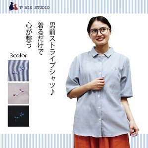 衬衫 刺绣 竖纹 日本制造