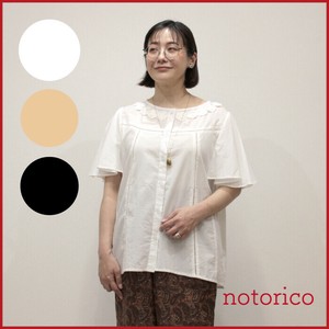 notorico お花モチーフギャザー5分袖前あきブラウス 753171