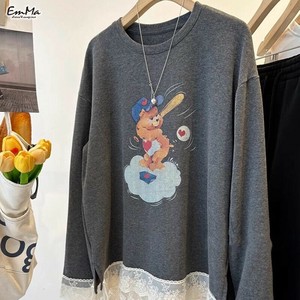 長袖Tシャツ 刺繍チュール プリント カジュアル 春 夏 秋  【2025SS】EH2787