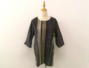 Button Shirt/Blouse black Printed 7/10 length [S/S NEW]