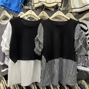 ニット＆布帛配色半袖TOPS