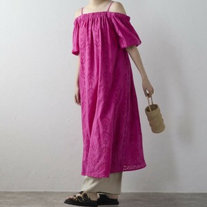 【2025SS新作入荷】Indian cut work off shoulder one-piece　インドカットワークオフショルワンピ