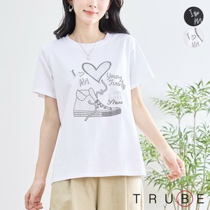 【2025新作】【M〜L】スニーカーモチーフラインストーンTシャツ(N12-327)(5号店)FM5