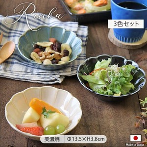 Rink Donburi Bowl Porcelain 13.5cm 3-color sets Made in Japan