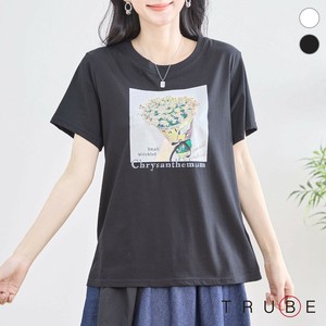 【2025新作】【M〜L】フラワーブーケプリントTシャツ(N12-338)(5号店)FM5