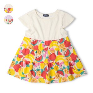 Kids' Short Sleeve T-shirt Tunic Waist Short-Sleeved T-Shirt 100% Cotton Switching Tiered