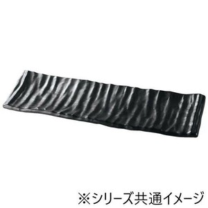 福井クラフト　メラミン32.5ひねりナタ目長角皿黒マット 51024930