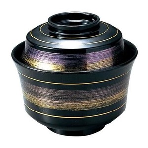(食洗機対応)3.6寸天竜寺椀　黒紫カスリ帯(内黒)　12024760