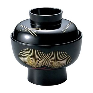 (食洗機対応)4寸古代椀　松葉(内黒)　12025025