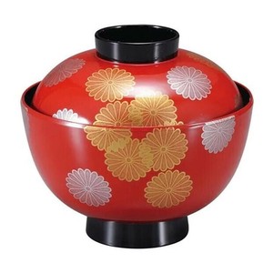 (食洗機対応)和越前椀　朱菊詰め(内黒)　12024900