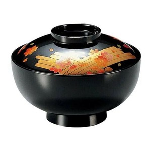 (食洗機対応)4寸石平仙才椀　黒花イカダ(内黒)　32601000