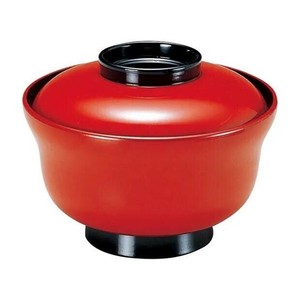 (食洗機対応)4.5寸かすみ丼　朱ツバ黒(内黒)　33601380