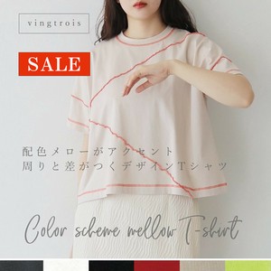 【SALE】配色メローがアクセント！周りと差がつくデザインTシャツ/2025春夏新作 vingtrois