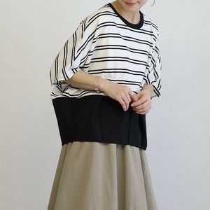 ボーダー切替ラウンドコクーンシルエットドロップショルダートップスchouchou（シュシュ）2025新作春夏ss