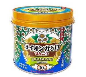 【防除用医薬部外品】ライオンかとりせんこう　30巻入　缶入 燃焼後も効果持続！ 線香皿付