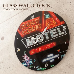 【掛時計】ガラスウォールクロック［COZY CONE MOTEL］（Φ38）