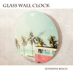 【掛時計】ガラスウォールクロック［Sunshine Beach］（Φ38）