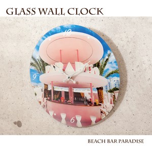 【掛時計】ガラスウォールクロック［Beach Bar PARADISE］（Φ38）