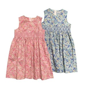 【日本製 】【子供服】 花柄スモッキング刺繍ワンピース ［80〜140cm］