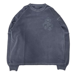 【予約販売】ミニ裏毛ピグメント加工袖フェイク刺繍スウェット(9月納品)【2025年秋冬新作商品】