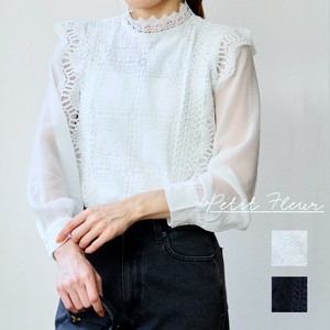 Button Shirt/Blouse Sheer Sleeve Lace Blouse [S/S NEW]
