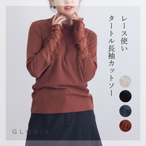 【9月入荷予定】【2025秋冬物新作】無地TCフライスレース使いタートル長袖