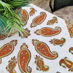 テーブルクロス　ペルシャ　更紗　100x150cm　オレンジ系