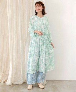 海総柄シアーチェック 前開きシャツワンピース