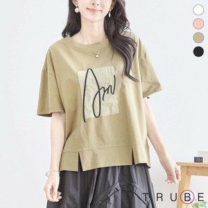 【2025新作】【M〜L】ロゴ刺繍切替デザイントップス(N12-567A)(1号店）FM1