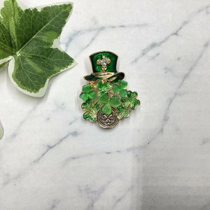 胸针 胸针 巴洛克碎石 绿色 四叶草