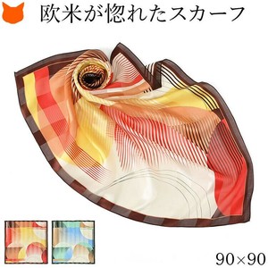 Thin Scarf Patterned Large Size Ladies fashion Stripe 90cm Made in Japan