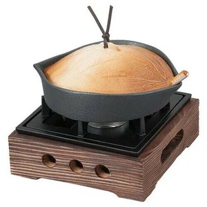 17.5cm 木の葉ステーキ皿 陶器風茶 親・蓋 92989270