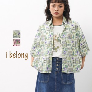 【新作】city柄コットンプリントシャツ　ショート丈　ボックス　綿100％　2色展開