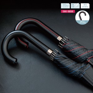 【中谷】70cm ステッチ合皮手元 耐風 傘 長傘 メンズ