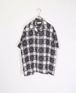 Button Shirt Fringe Jacquard Short Sleeve Shirt